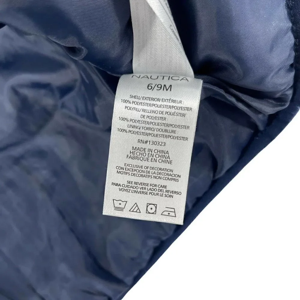 Nautica Spellout Puffer Vest Logo Color Blocked Yellow Blue Baby Size 6-9 Month